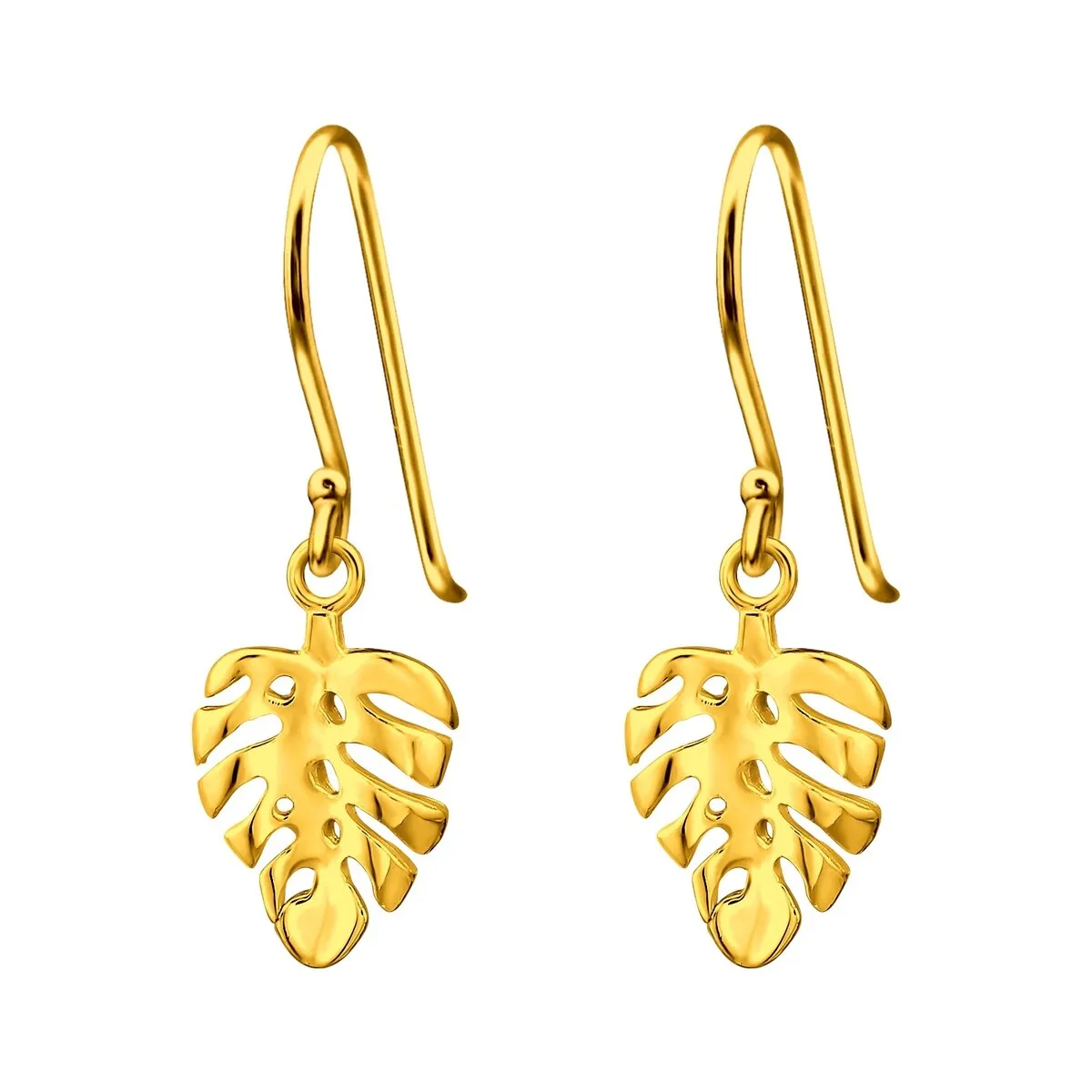 Sterling Silver 18k Gold-Plated Monstera Leaf Drop Earrings sold by Zulily