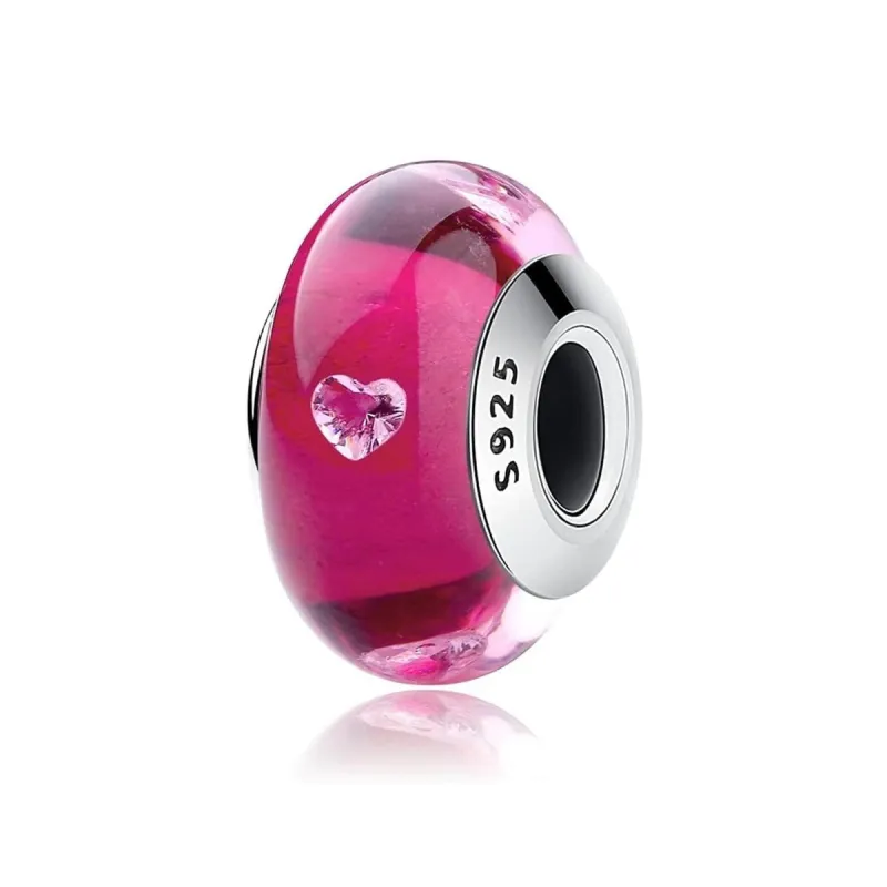 Sterling Silver Deep Pink Hearts Bracelet Charm sold by Zulily