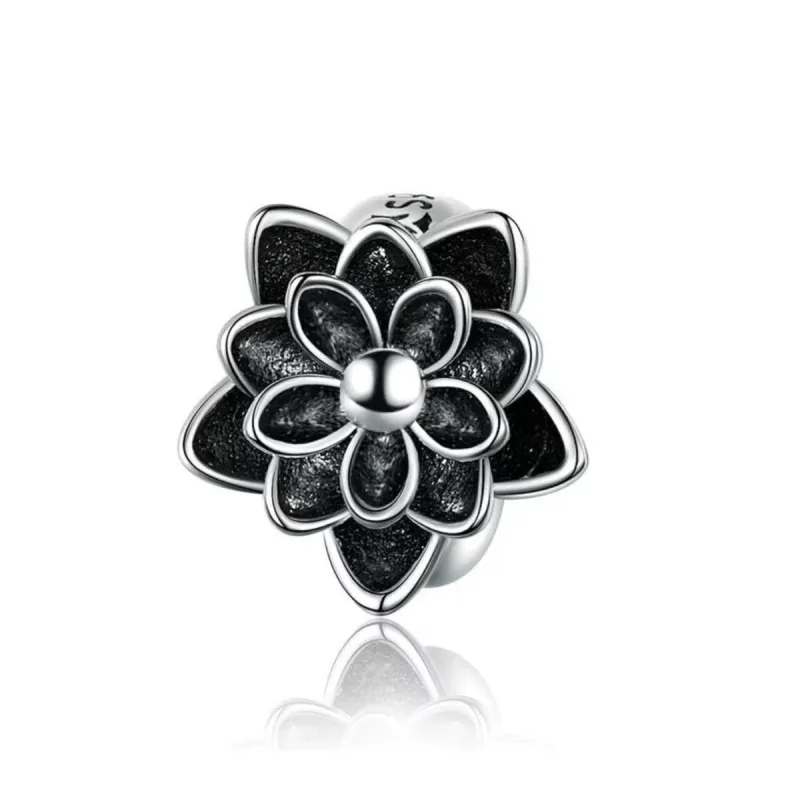 Sterling Silver Oxidized Lotus Charm sold by Zulily