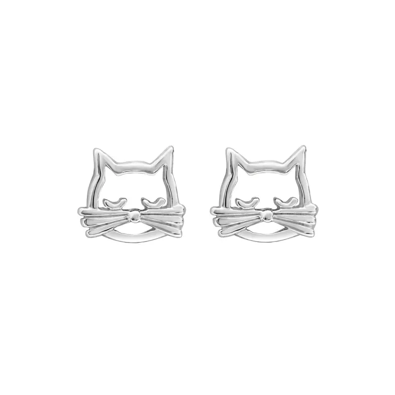 Sterling Silver Openwork Cat Stud Earrings sold by Zulily