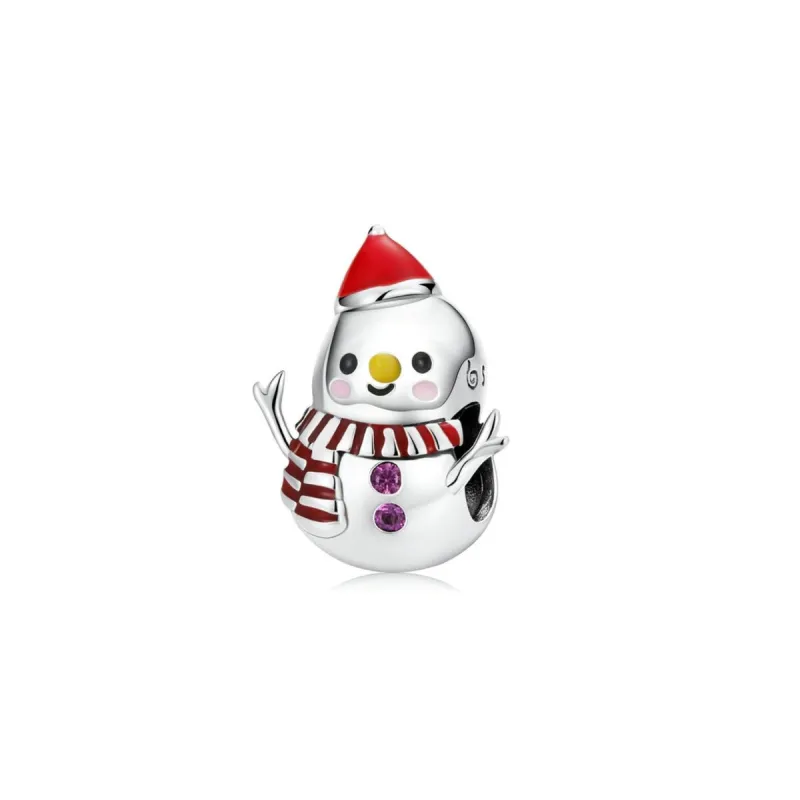 Sterling Silver Snowman with Striped Scarf Charm sold by Zulily