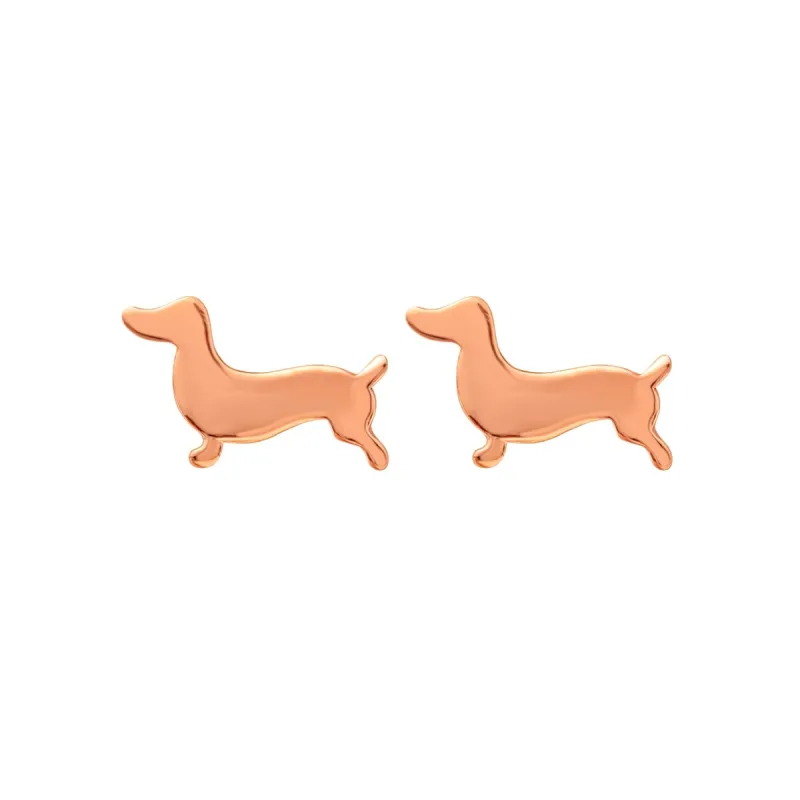 Rose Goldtone Plated Sterling Silver Dog Stud Earrings sold by Zulily