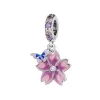 Sterling Silver Purple Floral Butterfly Dangling Charm sold by Zulily