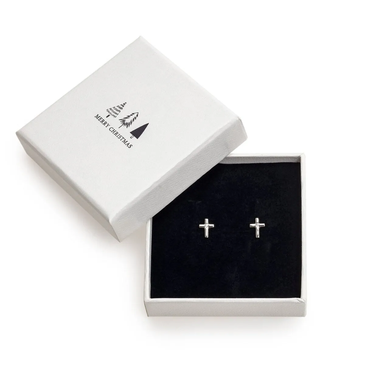 Sterling Silver Cross Stud Earrings In Holiday Box sold by Zulily