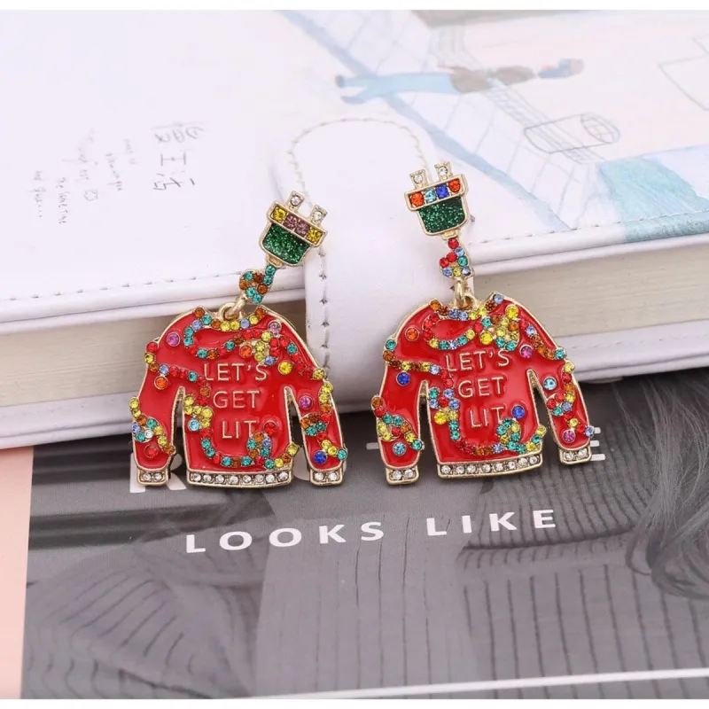 Red Holiday Sweater Drop Earring sold by Zulily