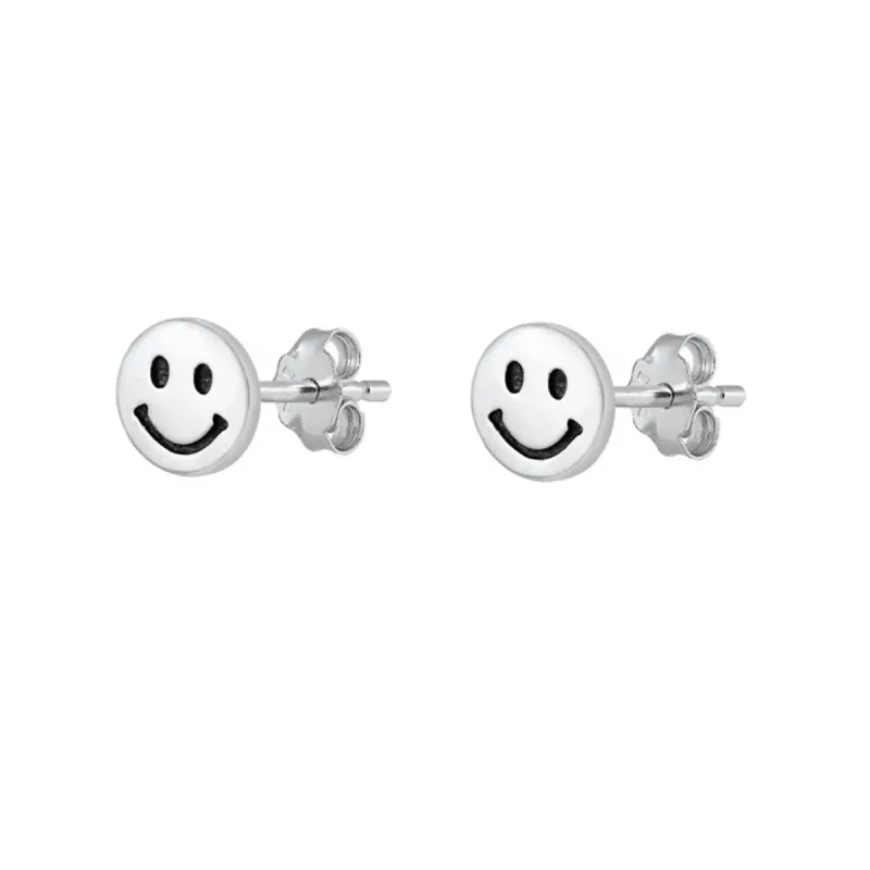 Sterling Silver Smiley Face Stud Earrings sold by Zulily