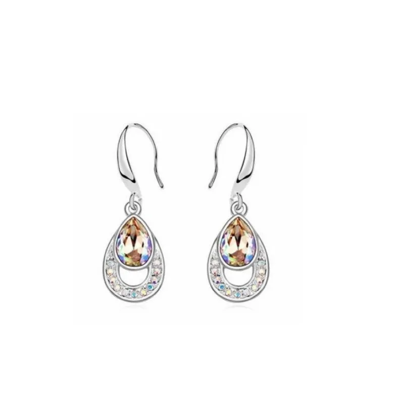 Silvertone Multi-coloured Swarovski Crystals Drop Earrings sold by Zulily