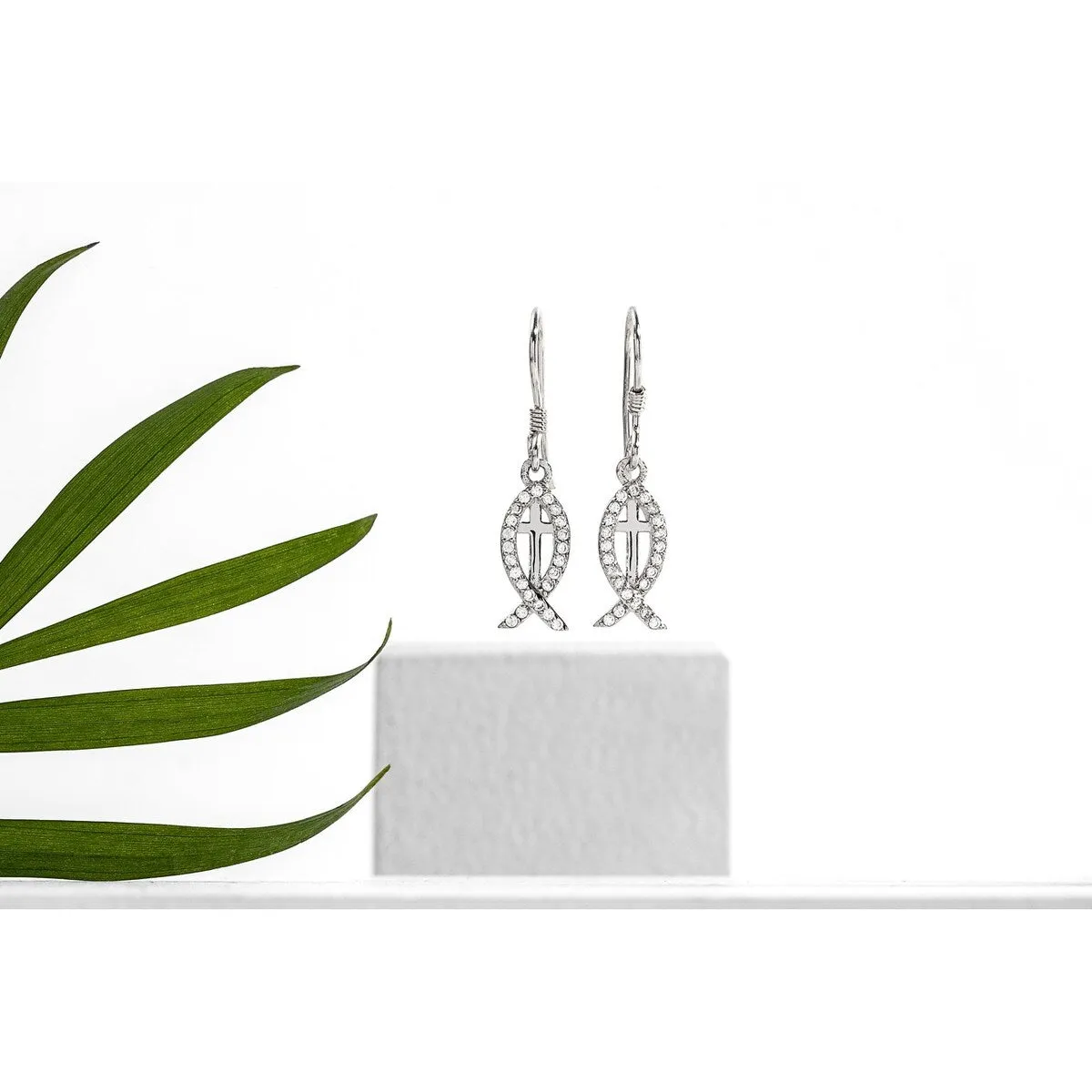Sterling Silver & Cubic Zirconia Cross Drop Earrings sold by Zulily
