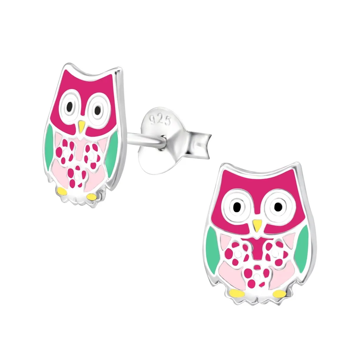 Sterling Silver Multi-Colored Owl Stud Earrings sold by Zulily