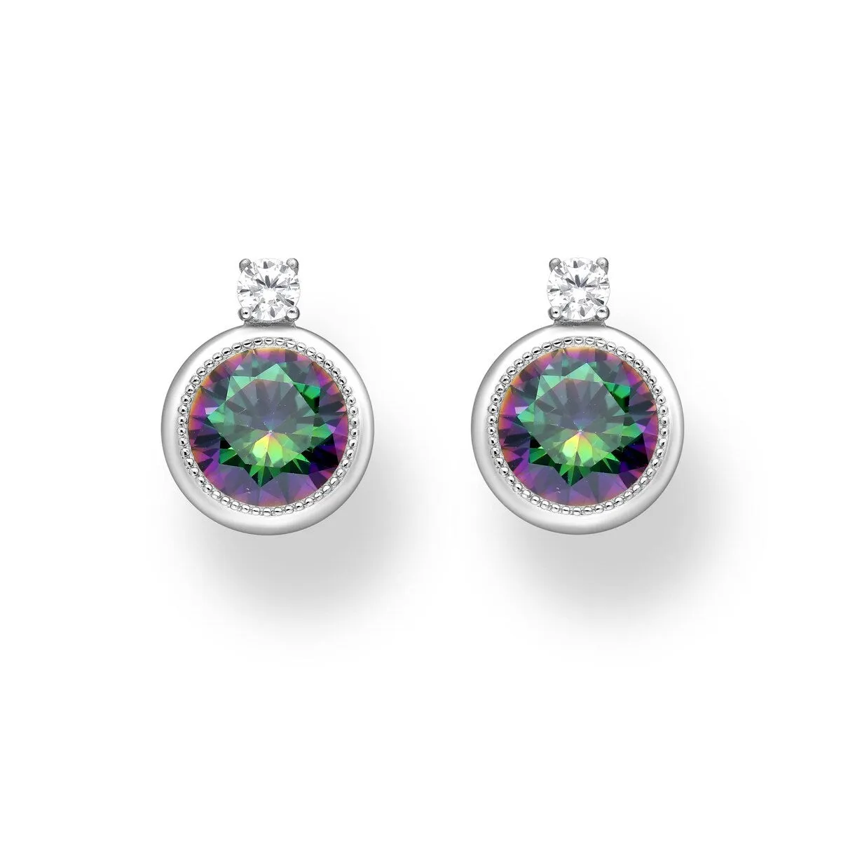 Cubic Zirconia & Sterling Silver Circular Stud Earrings sold by Zulily