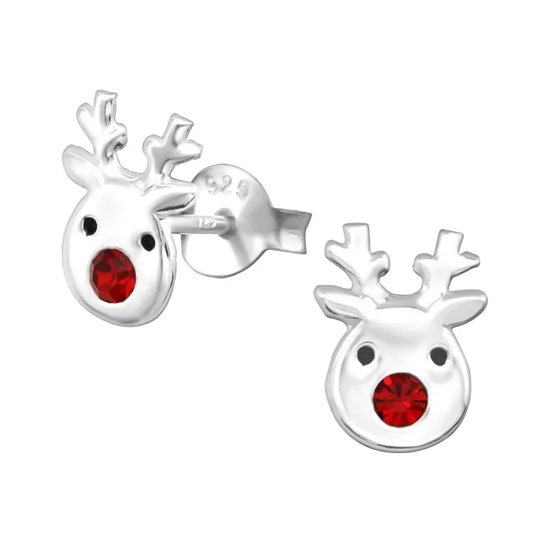 Sterling Silver Red Cubic Zirconia Reindeer Stud Earrings sold by Zulily