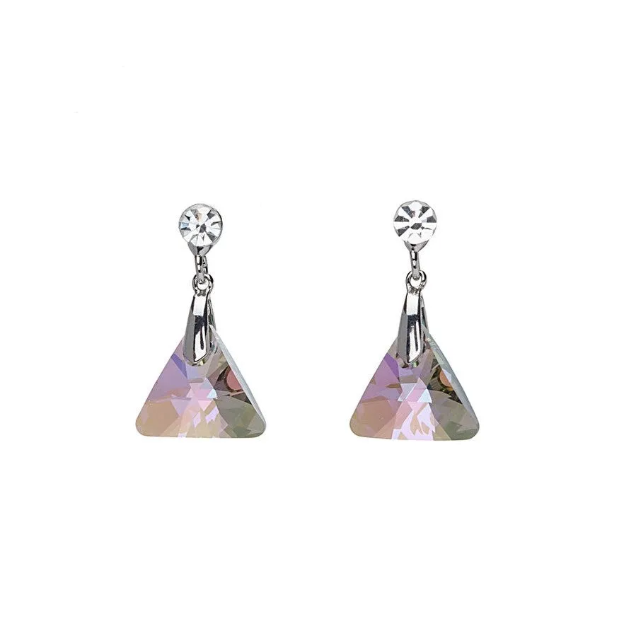Silvertone Triangle Briolette Stud Earrings with Swarovski Crystals sold by Zulily