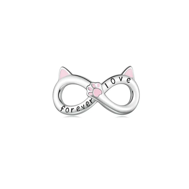 Pink Sterling Silver 'Forever Love' Cat Infinity Charm sold by Zulily
