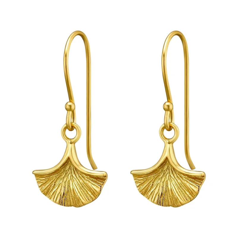 Sterling Silver 18k Gold-Plated Gingko Leaf Drop Earrings sold by Zulily