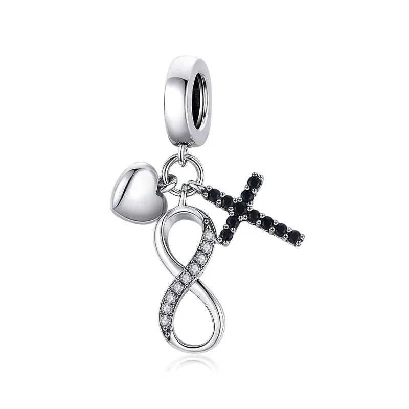 Sterling Silver Cubic Zirconia Infinity And Cross Dangle Charm sold by Zulily