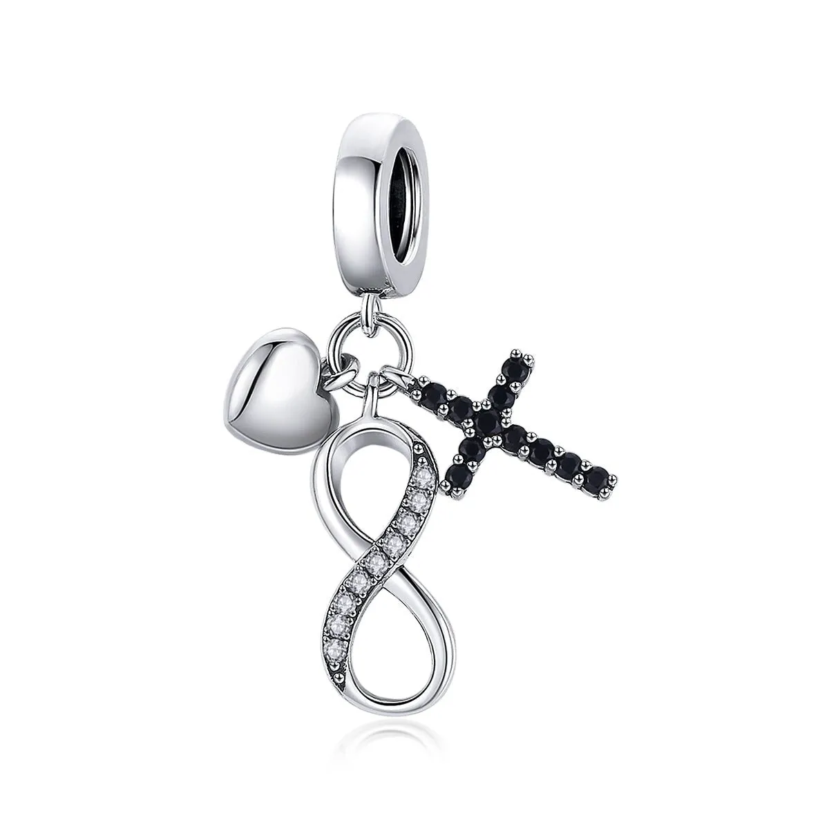Sterling Silver Cubic Zirconia Infinity And Cross Dangle Charm sold by Zulily