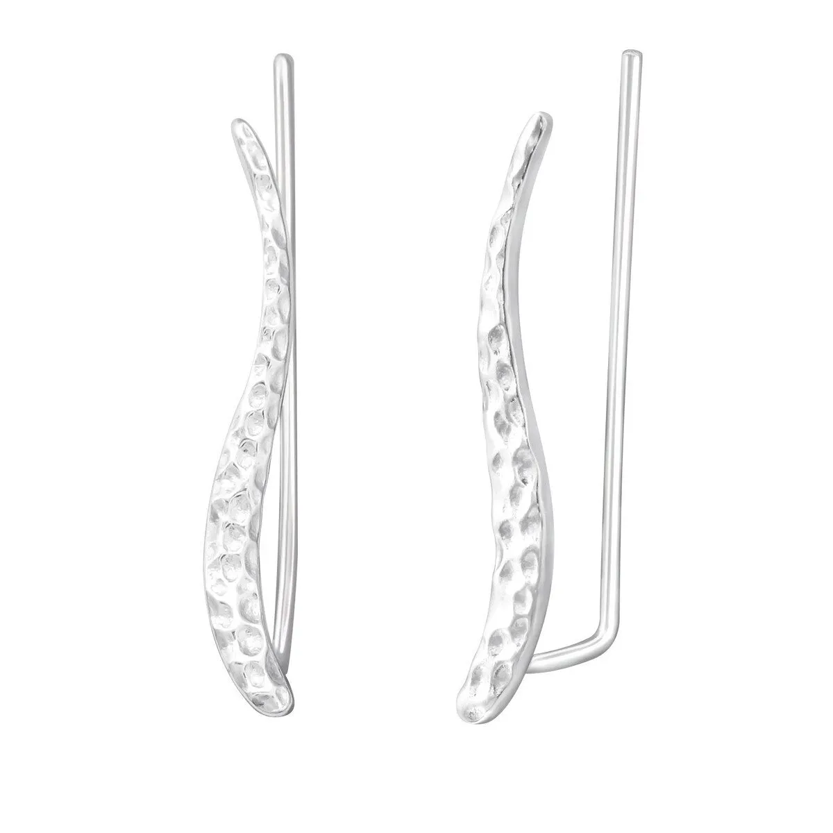 Sterling Silver Hammered Curved Ear Climbers sold by Zulily