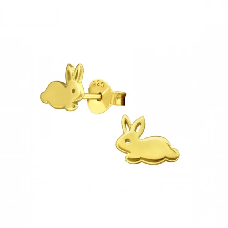 Sterling Silver 18k Gold-Plated Cotton Tail Rabbit Stud Earrings sold by Zulily