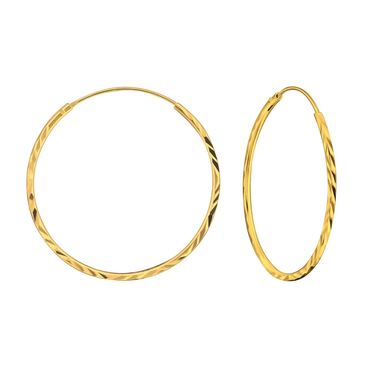 Sterling Silver Gold-Plated Diamond-Cut Hoop Earrings sold by Zulily