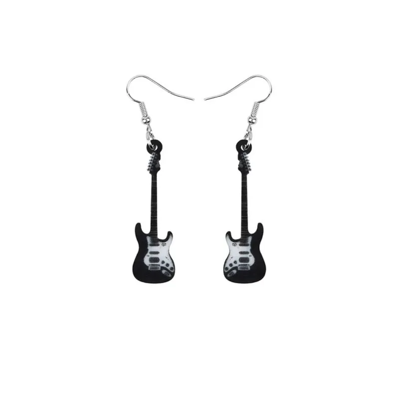 Black White Guitar Drop Earrings sold by Zulily