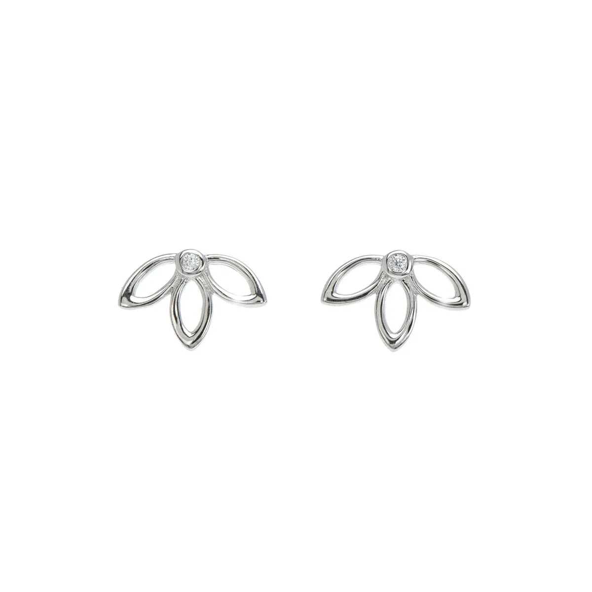 Sterling Silver Cubic Zirconia Lotus Flower Stud Earrings sold by Zulily