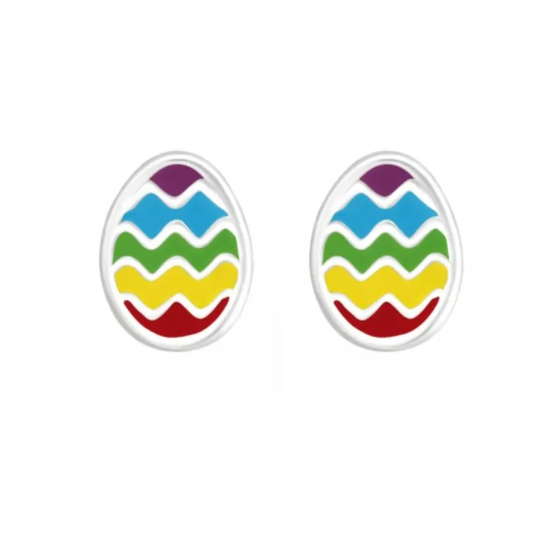 Multi Colored Easter Egg Sterling Silver Stud Earrings sold by Zulily