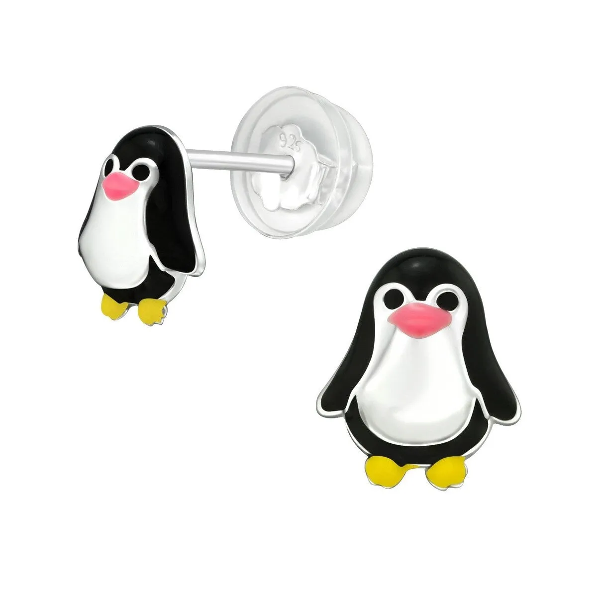 Sterling Silver Enamel Painted Penguin Stud Earrings sold by Zulily