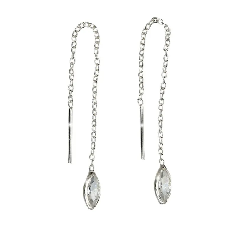 Sterling Silver Cubic Zirconia Marquis Threader Earrings sold by Zulily