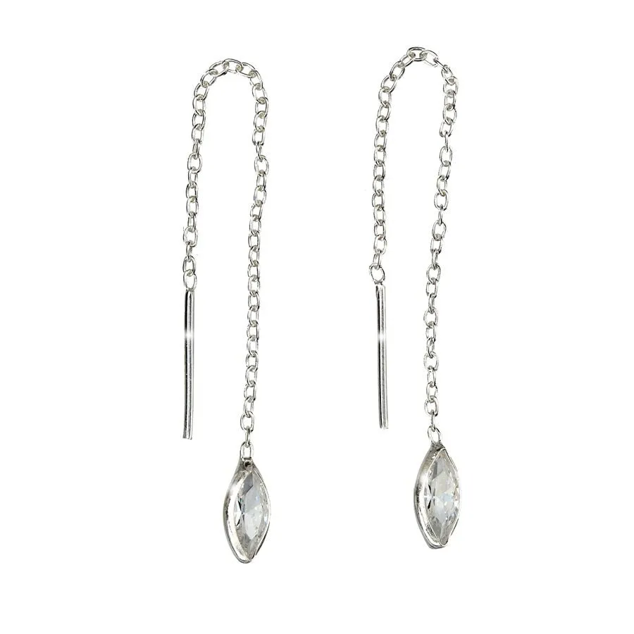 Sterling Silver Cubic Zirconia Marquis Threader Earrings sold by Zulily