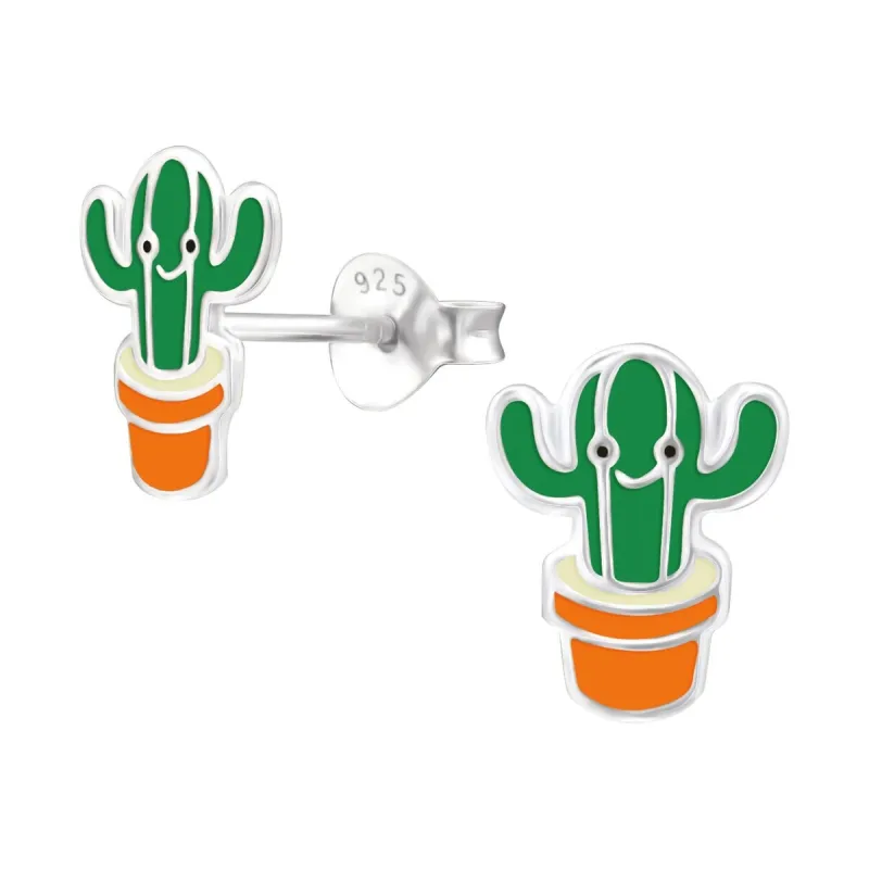 Sterling Silver Green Cactus Stud Earrings sold by Zulily