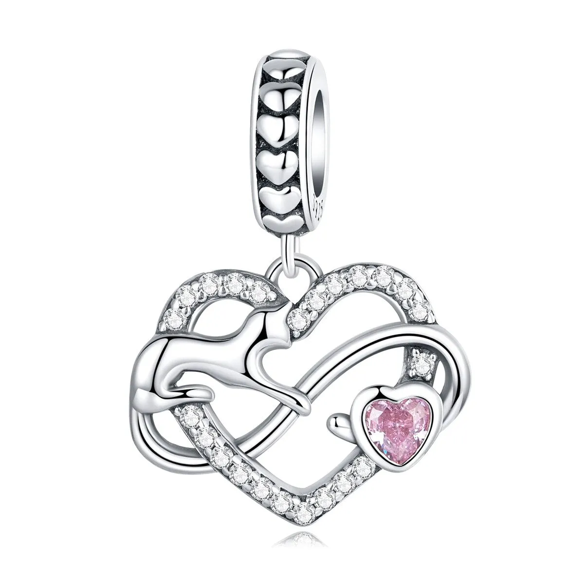 Cubic Zirconia & Sterling Silver Infinity Heart Cat Charm sold by Zulily