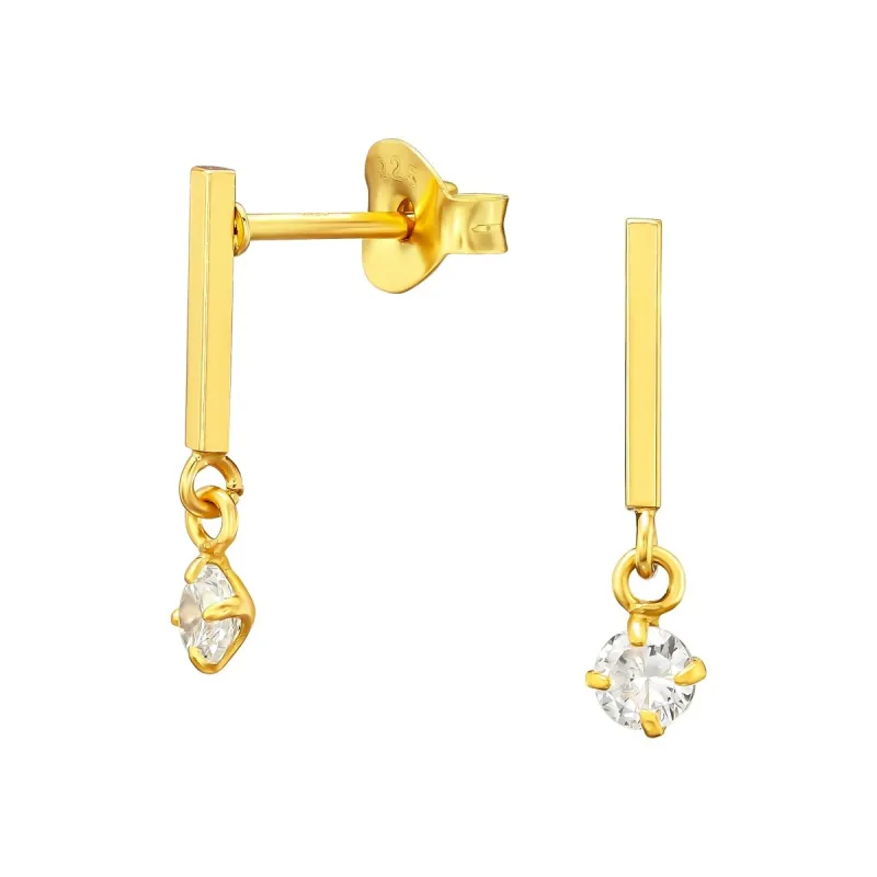 Cubic Zirconia & Goldtone Bar Drop Earrings sold by Zulily