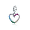Sterling Silver Multi Colored Cubic Zirconia Open Heart Dangle Charm Bead sold by Zulily