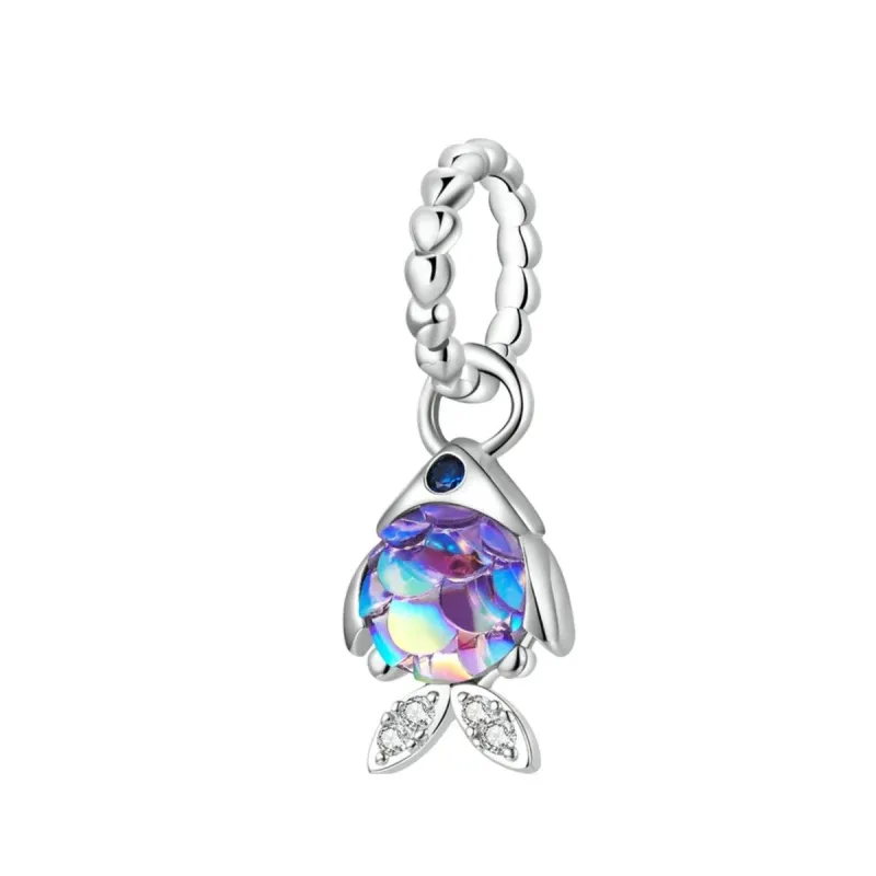 Iridescent & Sterling Silver Scaled Fish Charm sold by Zulily