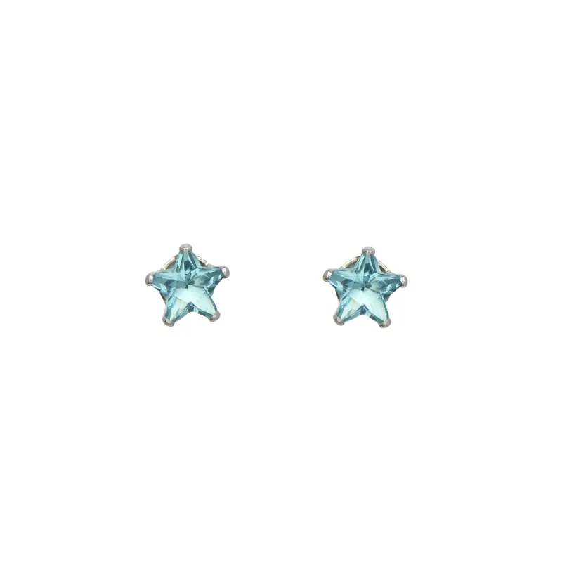 Sterling Silver & Aquamarine Cubic Zirconia Star Stud Earrings sold by Zulily