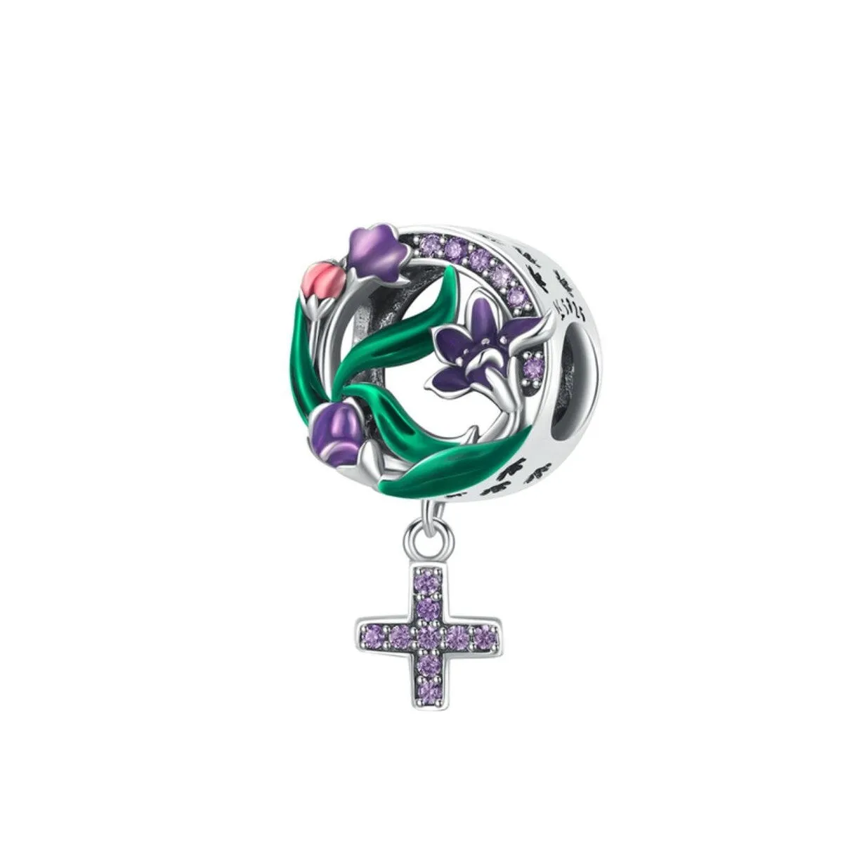 Purple Cubic Zirconia & Sterling Silver Circle Garden Charm sold by Zulily