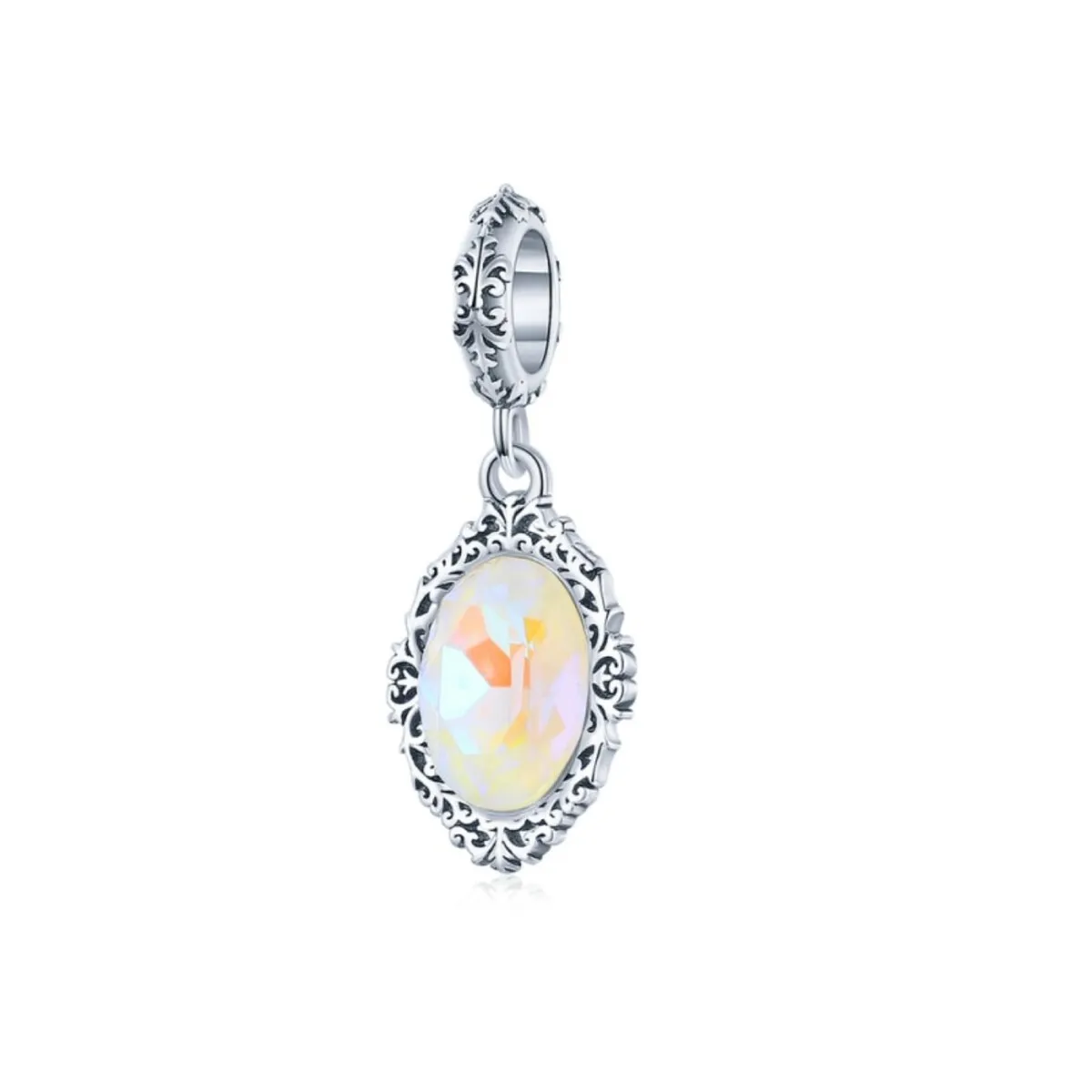 Sterling Silver Iridescent Cubic Zirconia Vintage Dangle Charm (110723-35) sold by Zulily