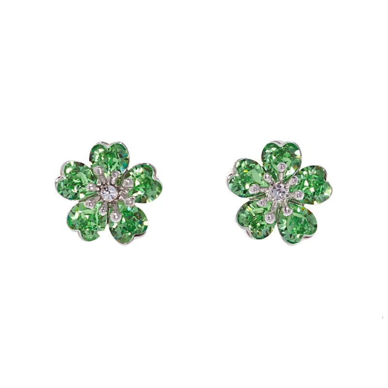Green Floral Heart Stud Earrings with Swarovski Crystals sold by Zulily