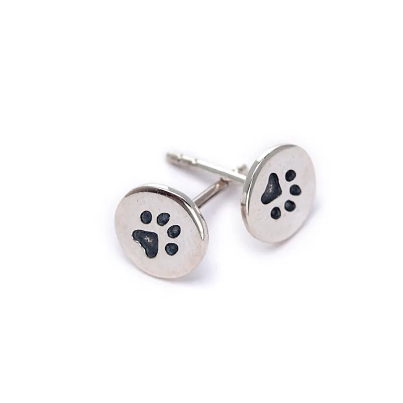 Sterling Silver Paw Print Round Stud Earrings (61319-117) sold by Zulily