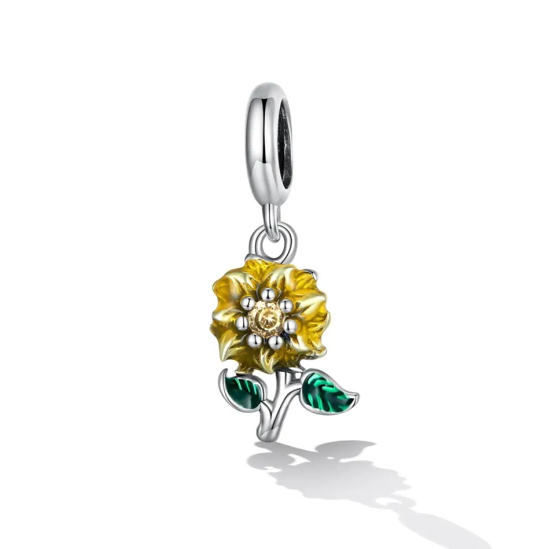 Yellow Cubic Zirconia & Sterling Silver Sunflower Charm sold by Zulily