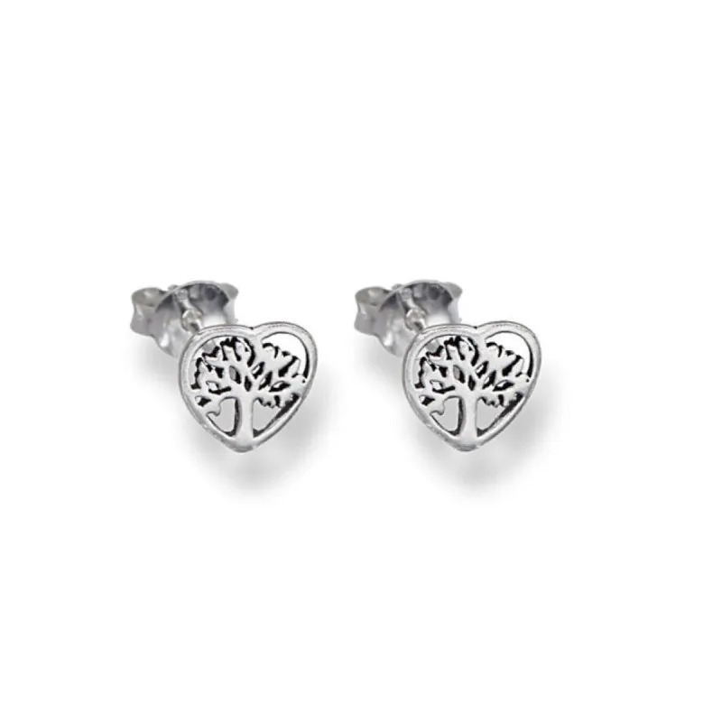 Sterling Silver Heart Tree Stud Earrings sold by Zulily