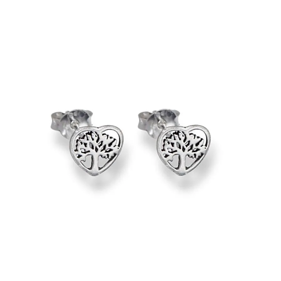 Sterling Silver Heart Tree Stud Earrings sold by Zulily