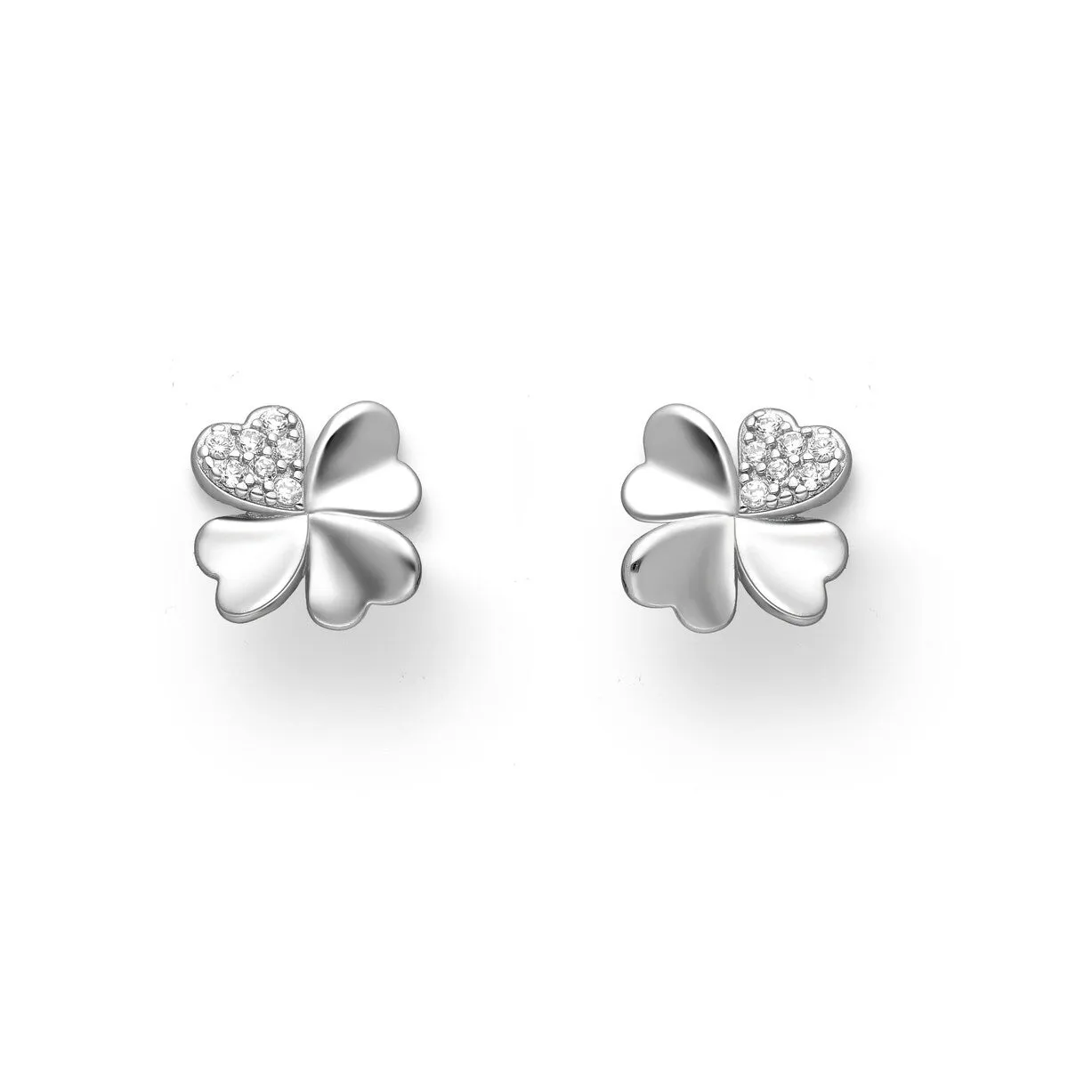 Sterling Silver Cubic Zirconia Clover Leaf Stud Earrings sold by Zulily