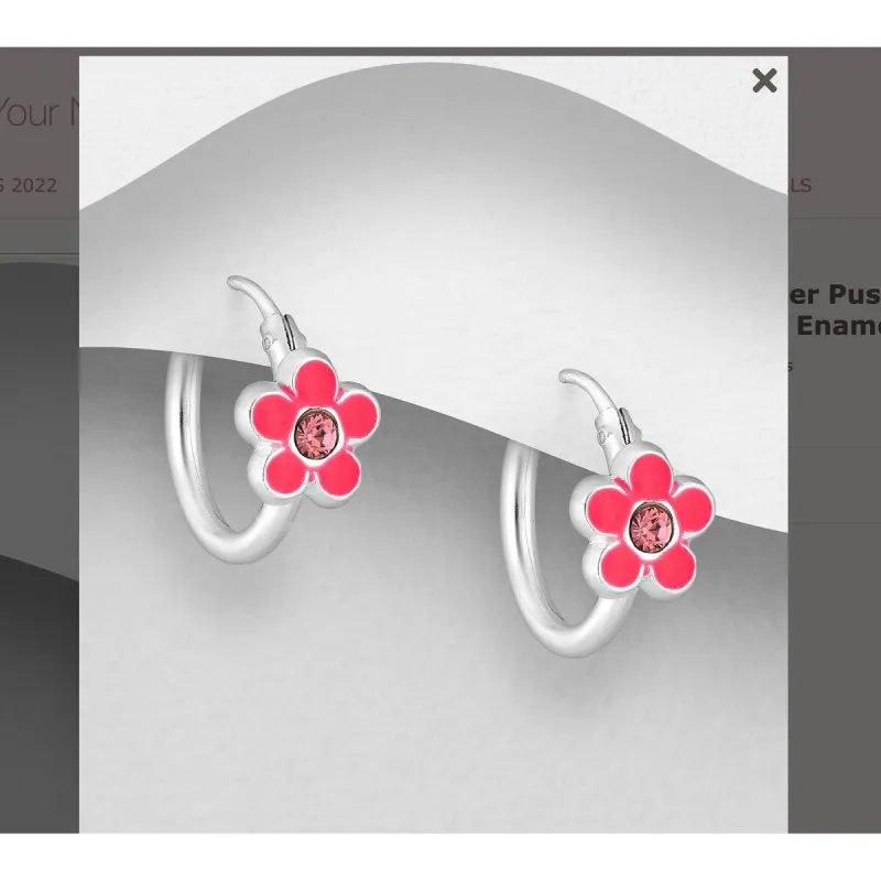 Sterling Silver Pink Flower Huggie Hoop Earrings sold by Zulily