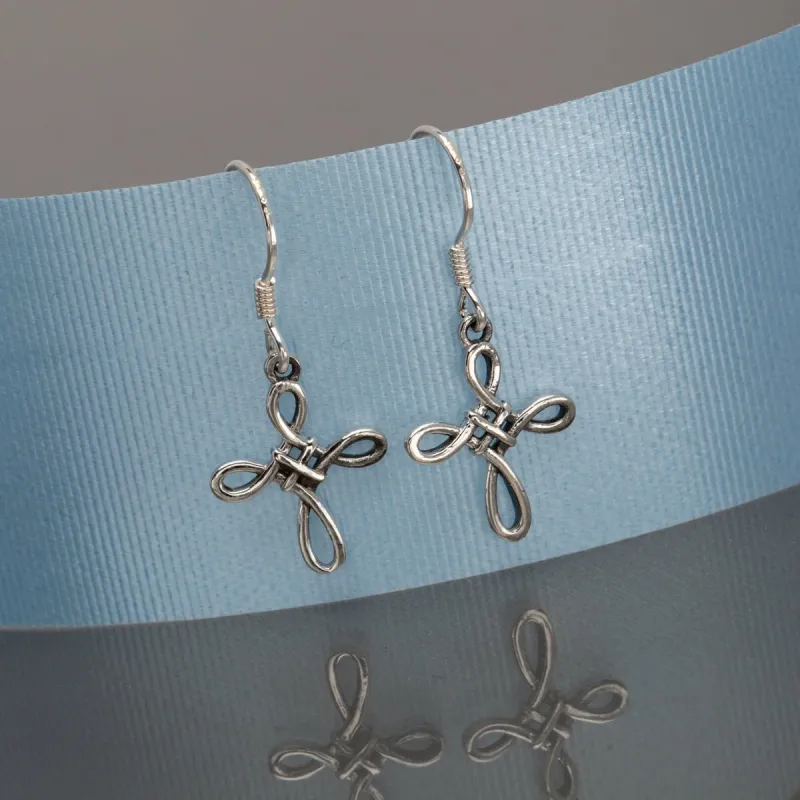 Sterling Silver Looped Cross Drop Earrings sold by Zulily