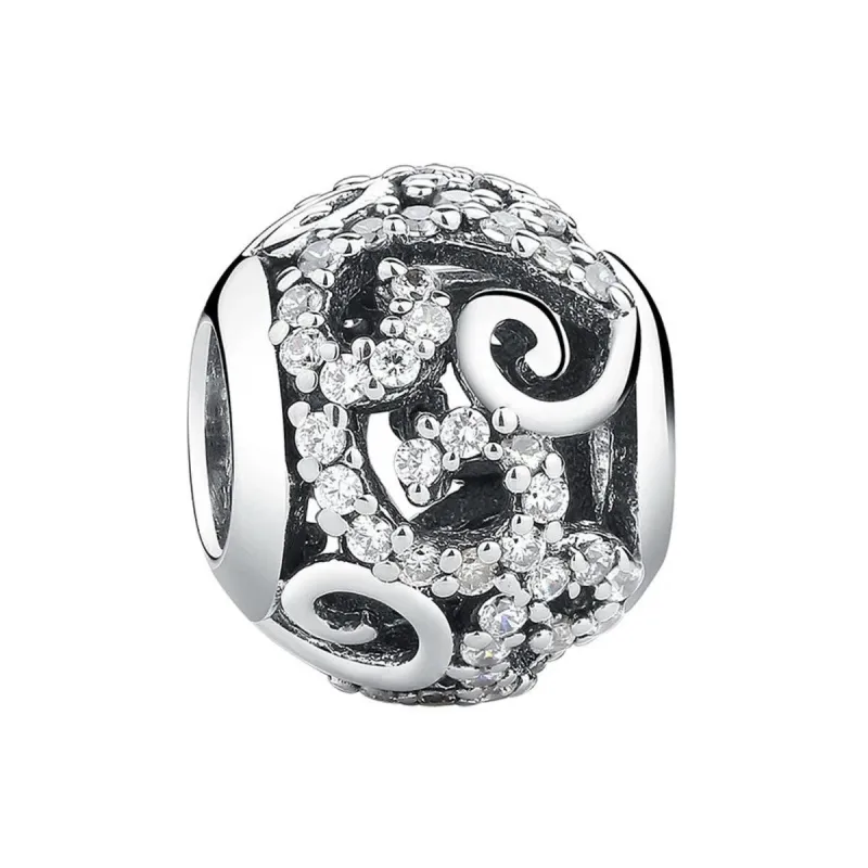Clear Cubic Zirconia & Sterling Silver Round Swirl Bead Charm sold by Zulily