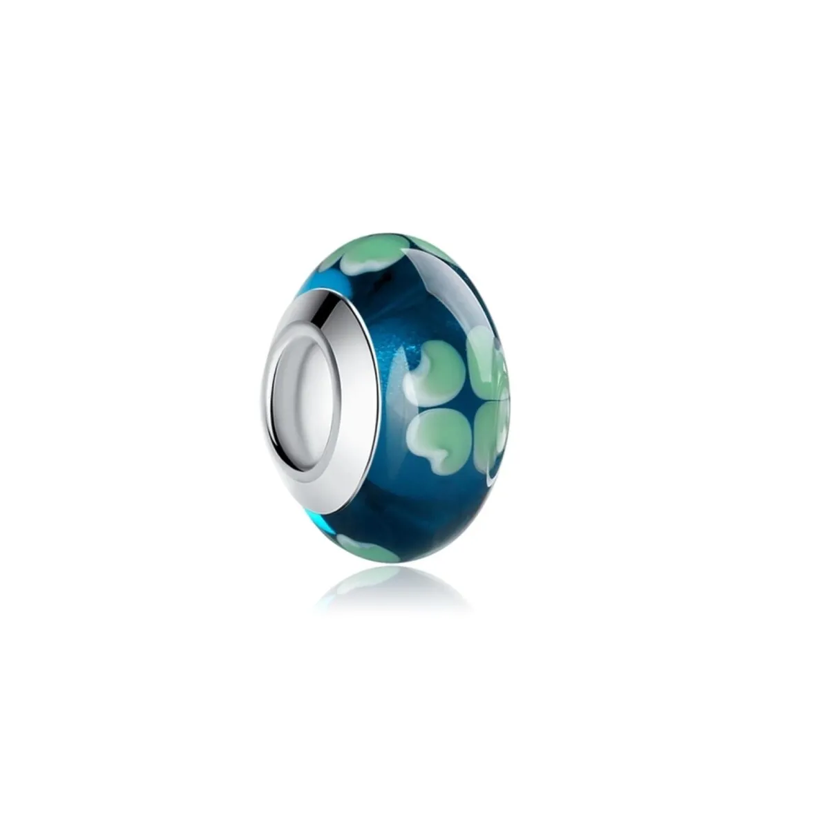 Sterling Silver Blue Green Floral Glass Bead Charm sold by Zulily