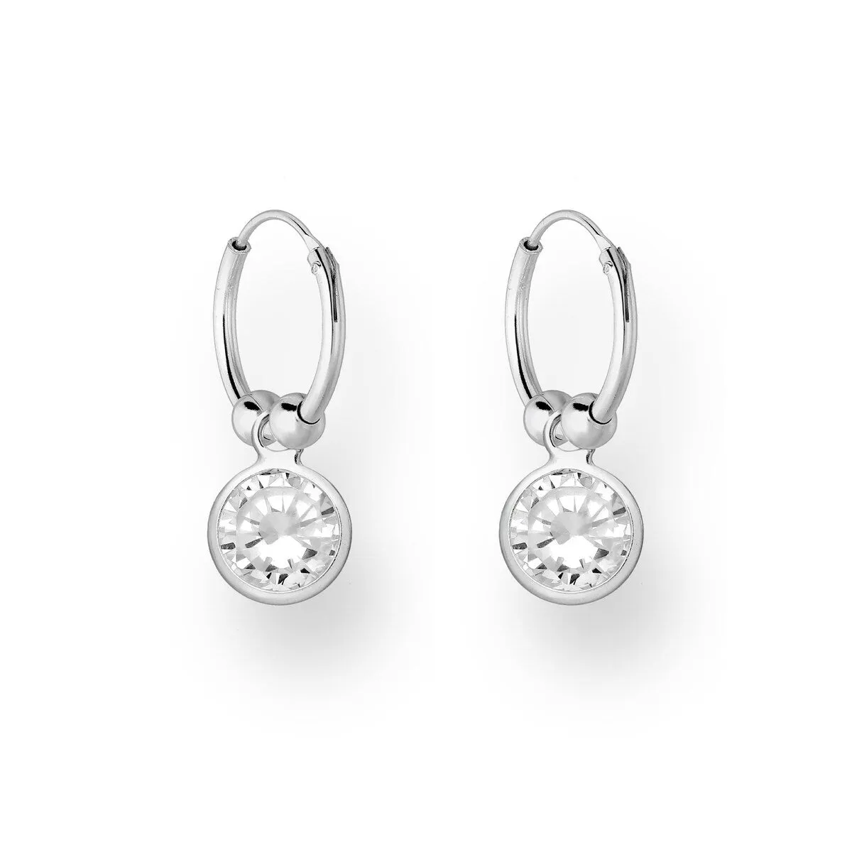 Sterling Silver Huggie Hoop Earrings With Circular Cubic Zirconia sold by Zulily