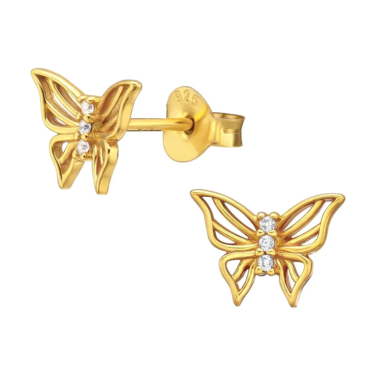 Cubic Zirconia & Goldtone Butterfly Stud Earrings sold by Zulily