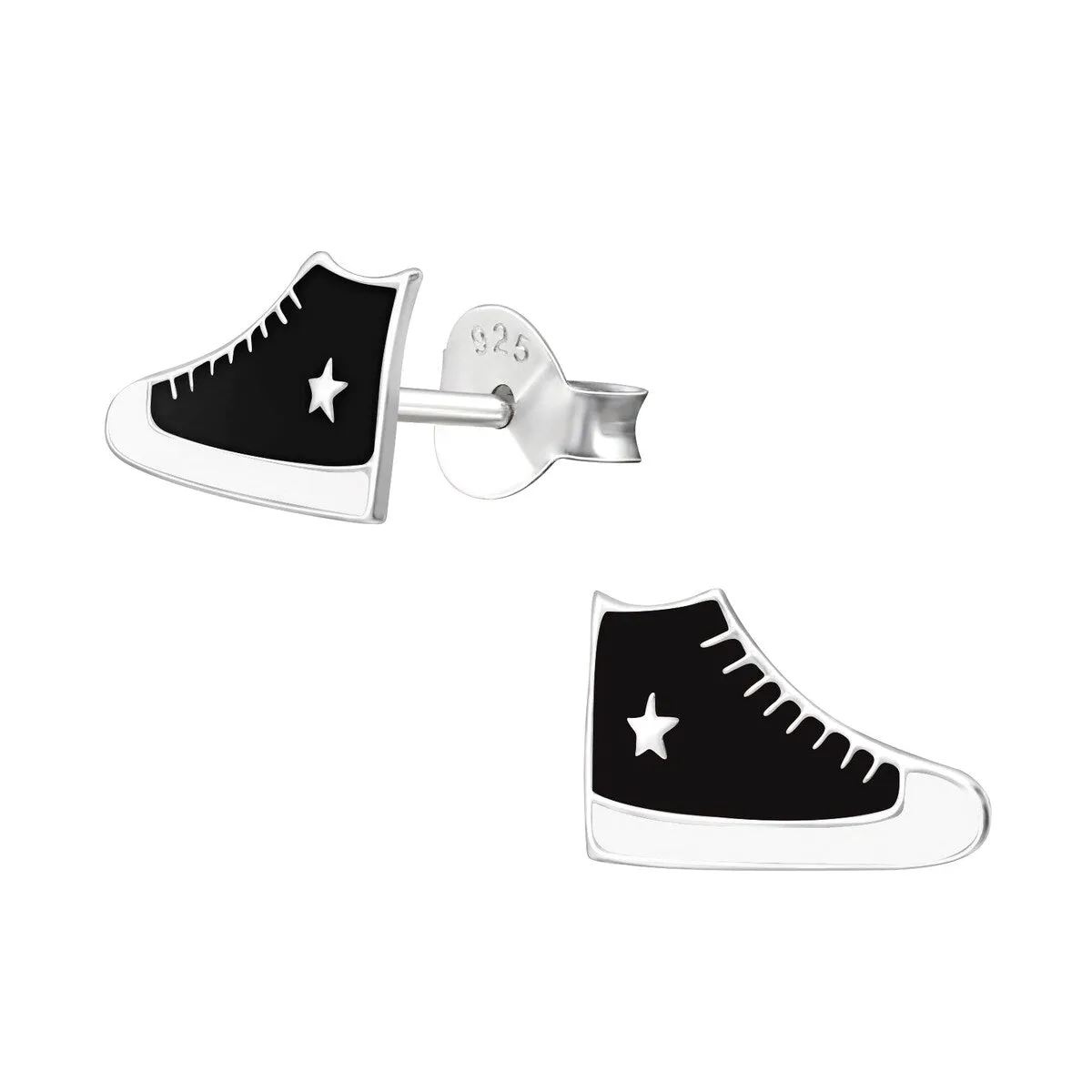 Black Sneaker Sterling Silver Stud Earrings sold by Zulily